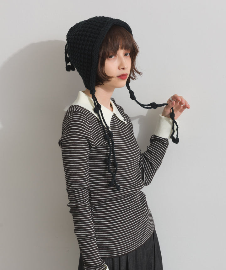 ポップコーン編みニットキャップ