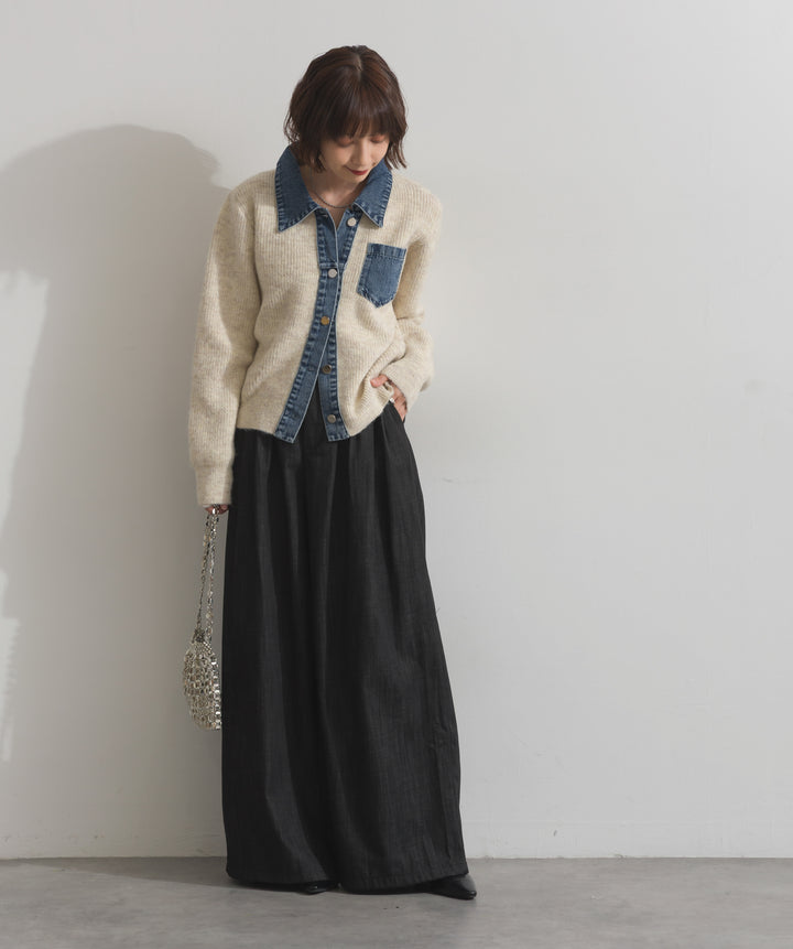 ウエストデザインワイドパンツ