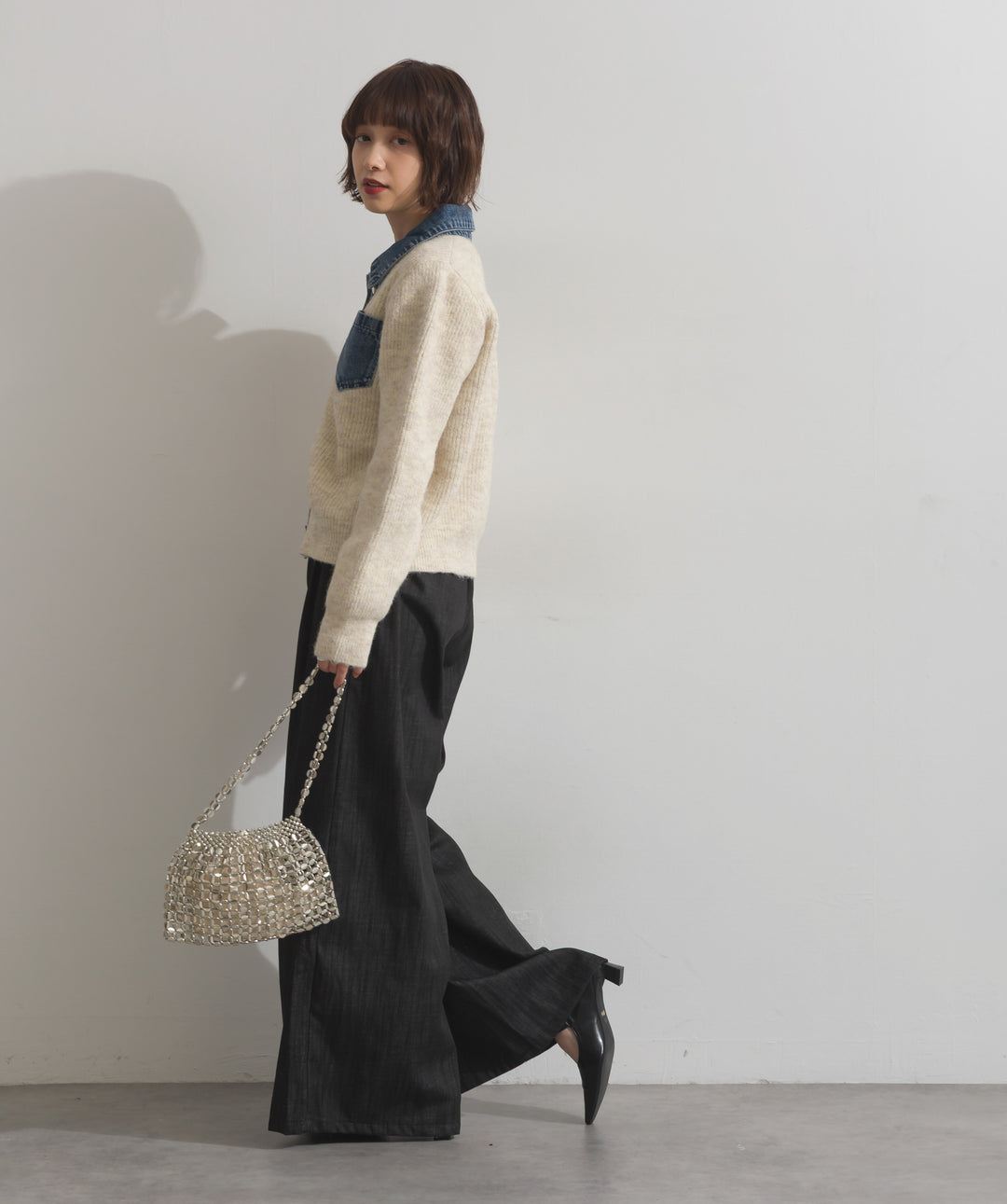 ウエストデザインワイドパンツ