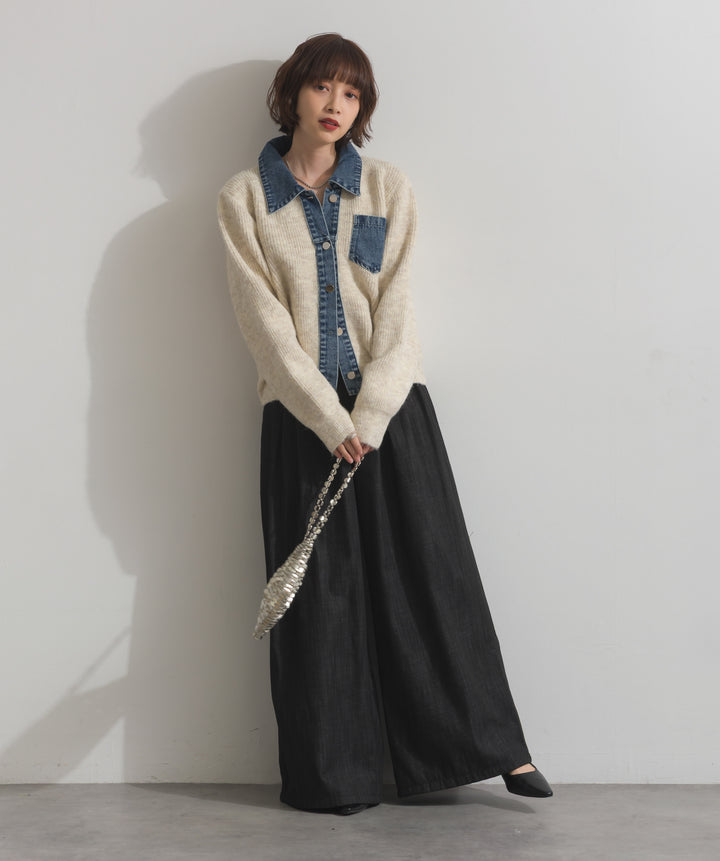 ウエストデザインワイドパンツ