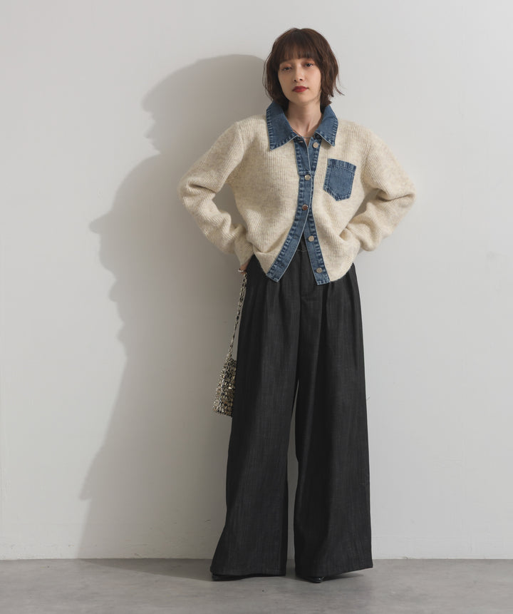 ウエストデザインワイドパンツ