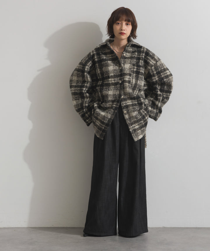 起毛チェック＆レオパードCPOシャツジャケット