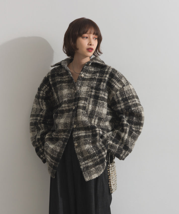 起毛チェック＆レオパードCPOシャツジャケット