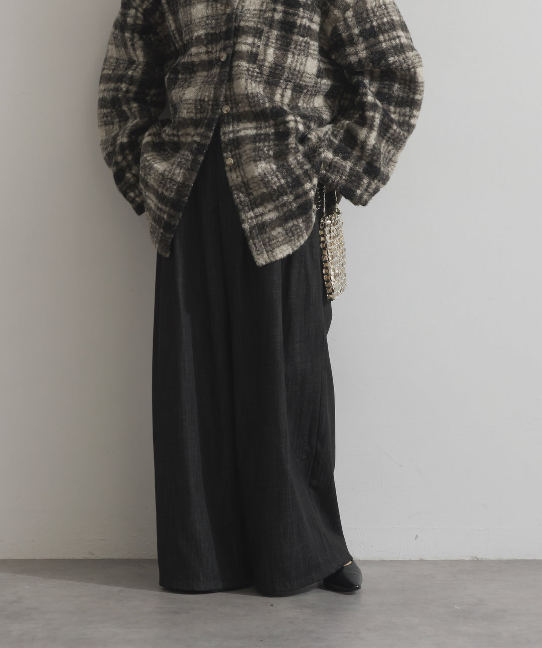 ウエストデザインワイドパンツ