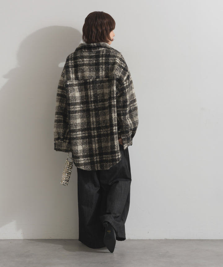 起毛チェック＆レオパードCPOシャツジャケット