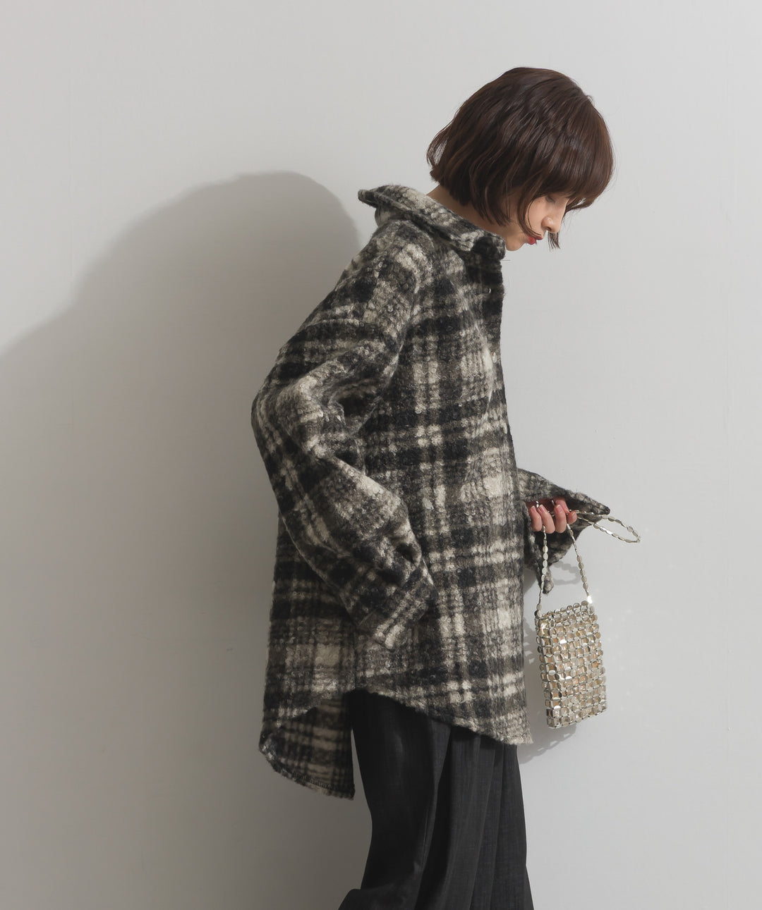 起毛チェック＆レオパードCPOシャツジャケット