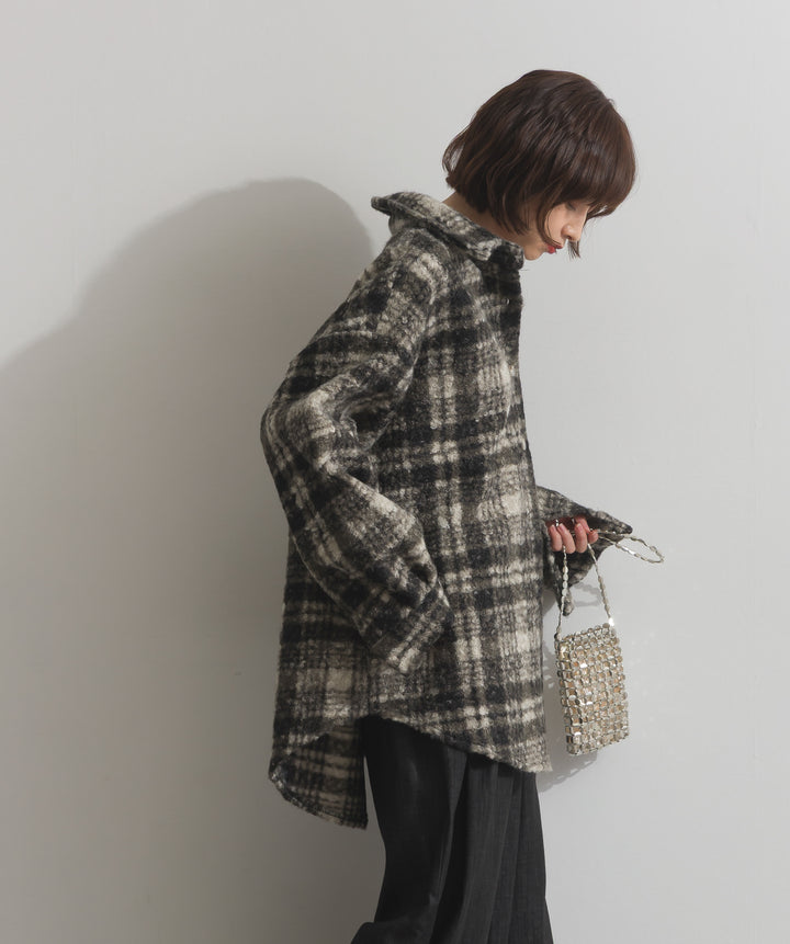 起毛チェック＆レオパードCPOシャツジャケット