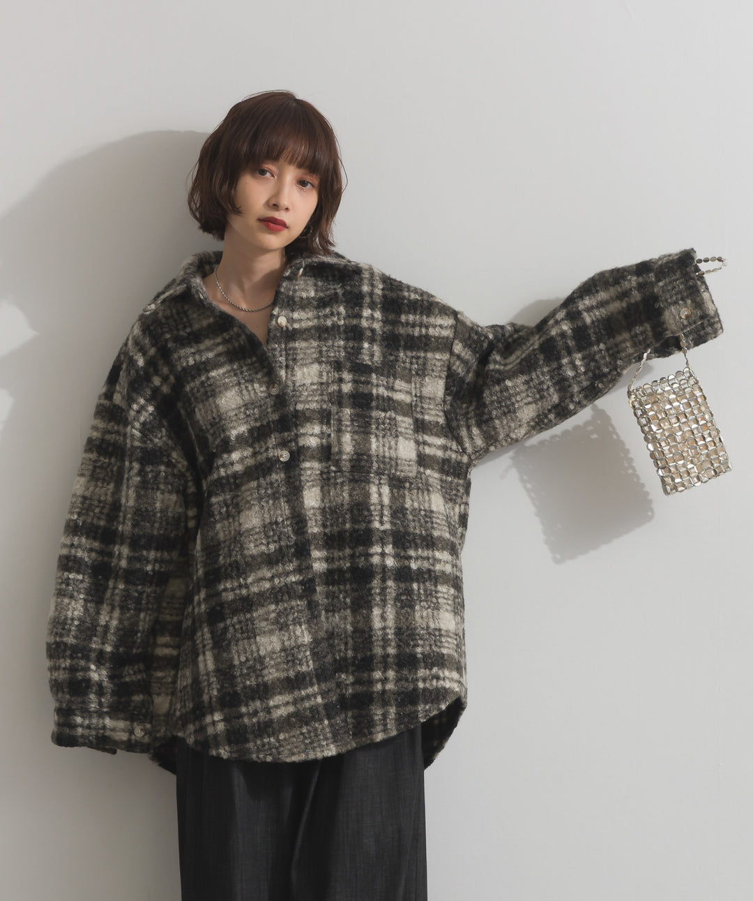 起毛チェック＆レオパードCPOシャツジャケット