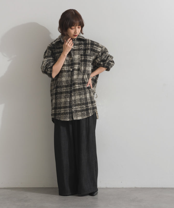 起毛チェック＆レオパードCPOシャツジャケット