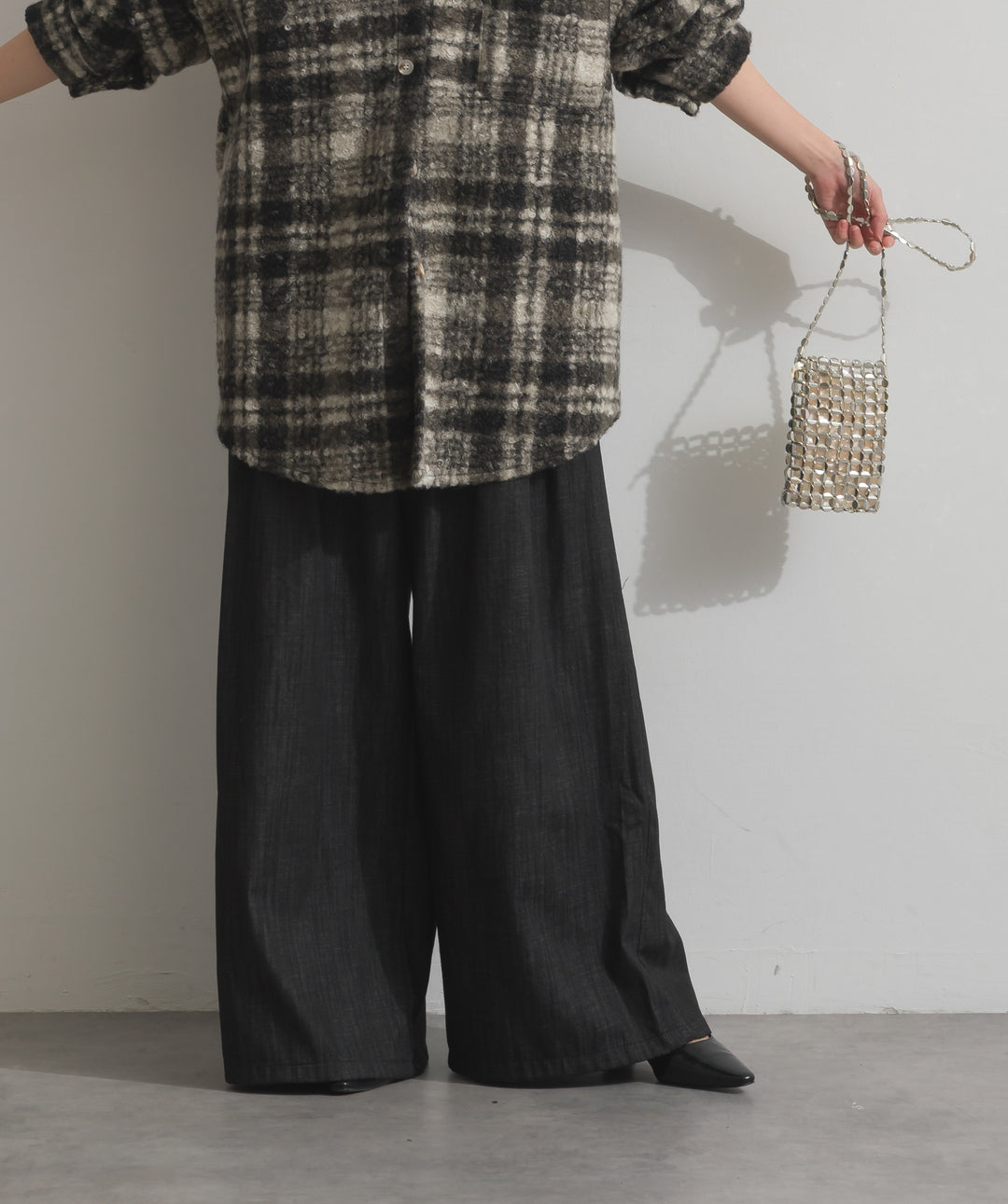 ウエストデザインワイドパンツ