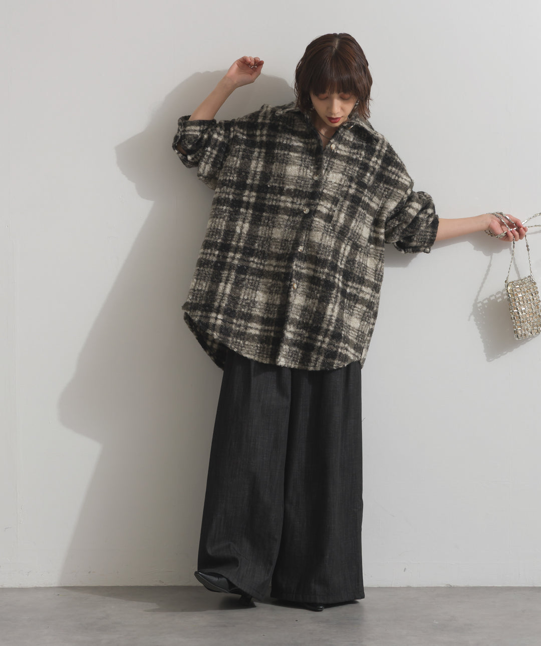 起毛チェック＆レオパードCPOシャツジャケット