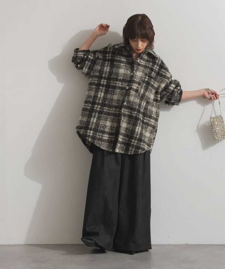 起毛チェック＆レオパードCPOシャツジャケット