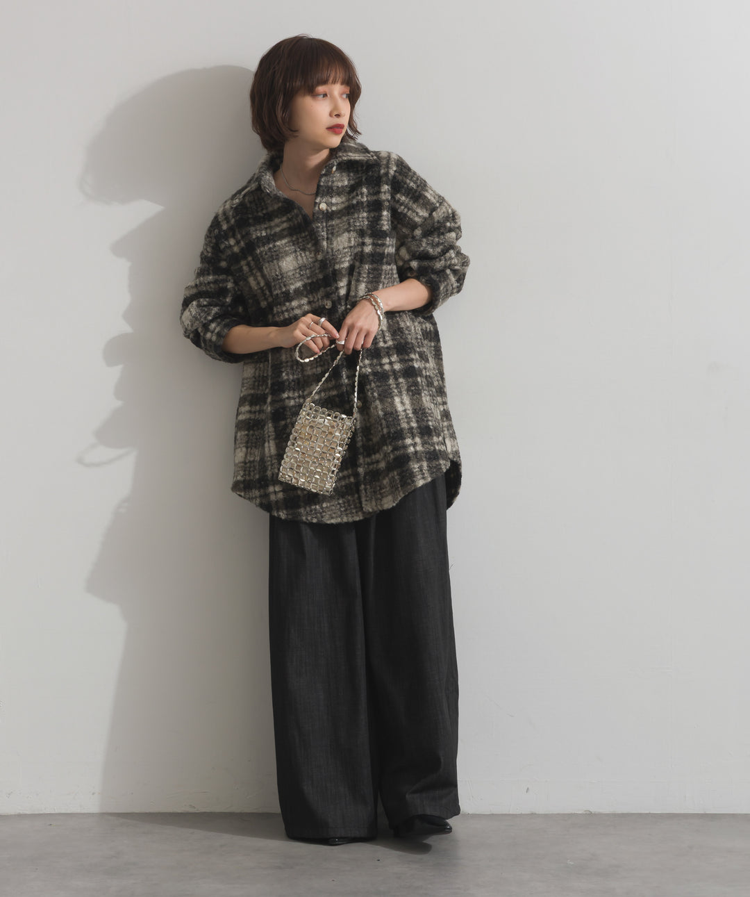 起毛チェック＆レオパードCPOシャツジャケット