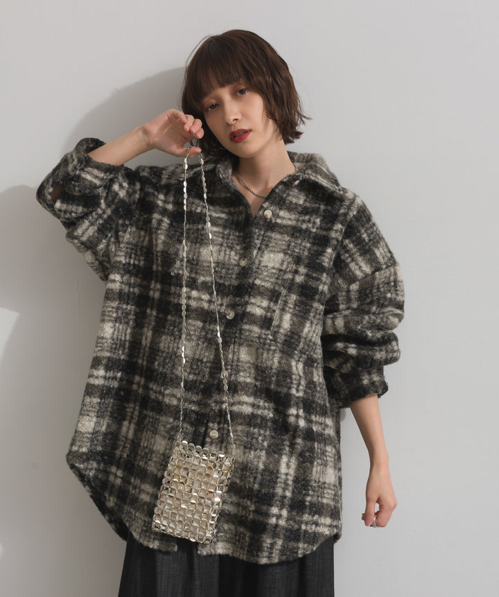 起毛チェック＆レオパードCPOシャツジャケット