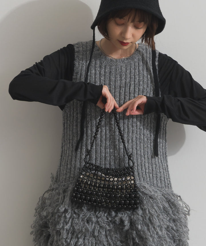 グリッタービーズ メッシュショルダーバッグ