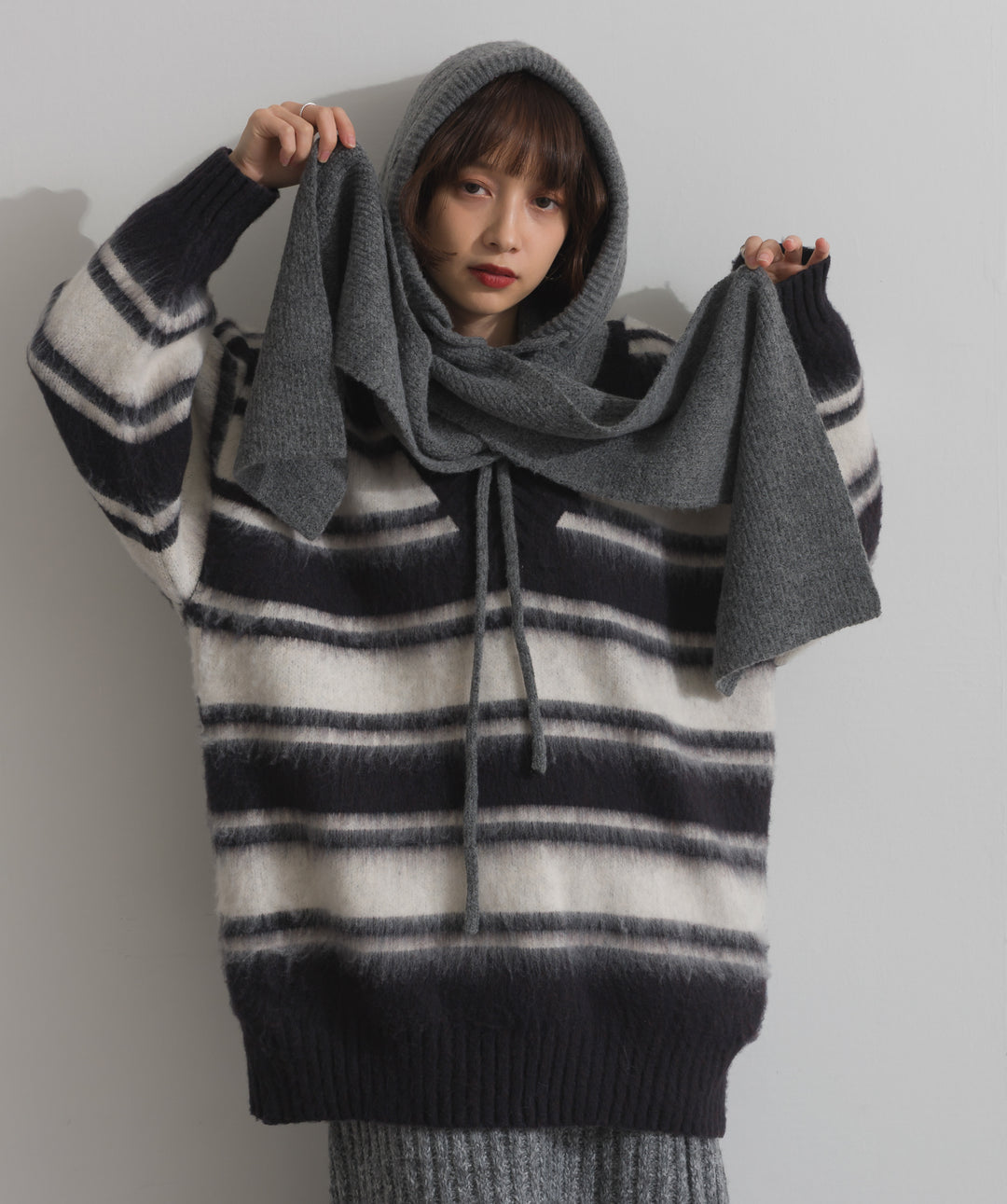 フード付きニットマフラー