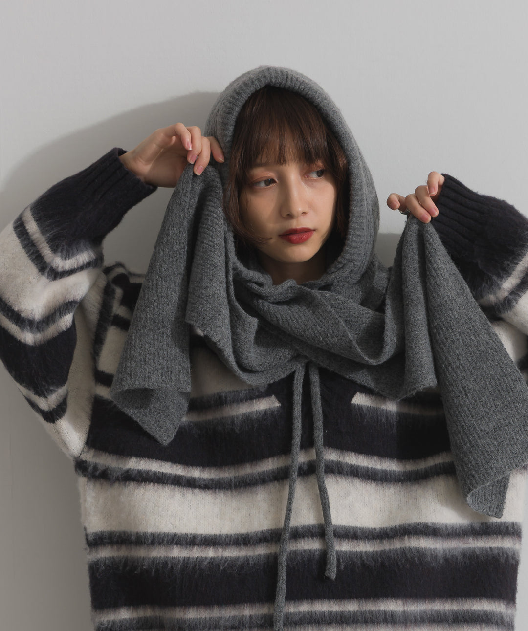 フード付きニットマフラー