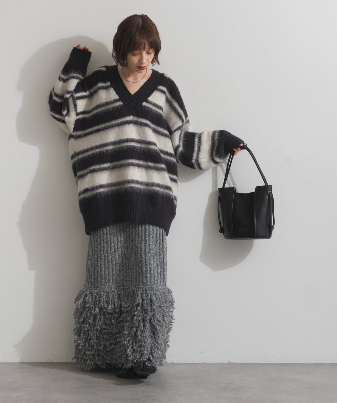 異素材コンビバケツショルダーバッグ