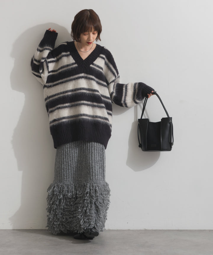 異素材コンビバケツショルダーバッグ