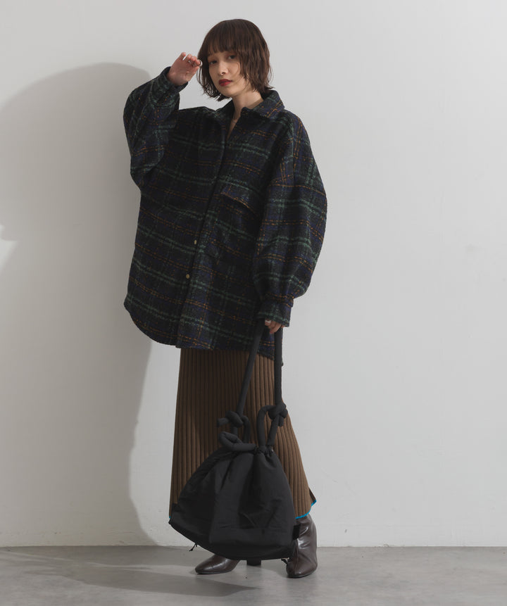 カラーヘムワイドリブニットタイトスカート