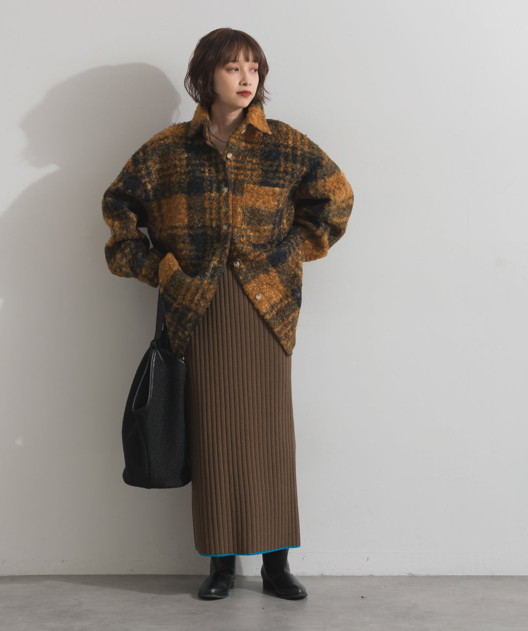 起毛チェック＆レオパードCPOシャツジャケット