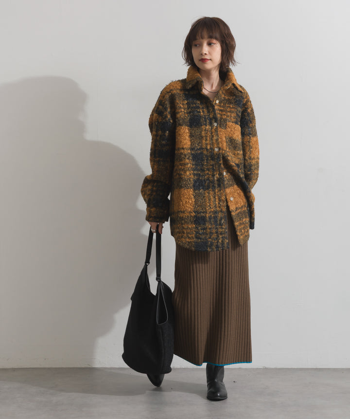 起毛チェック＆レオパードCPOシャツジャケット