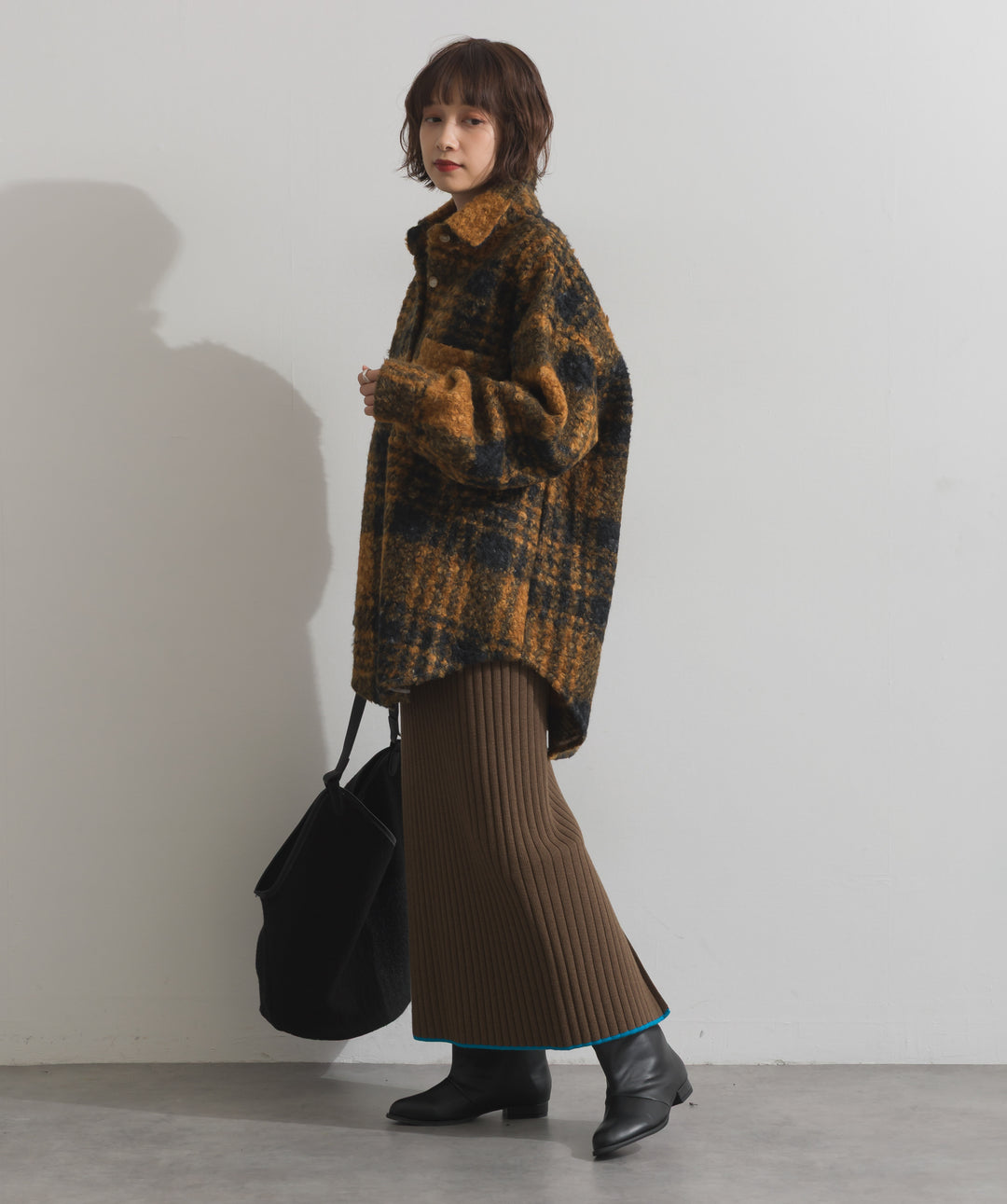 起毛チェック＆レオパードCPOシャツジャケット