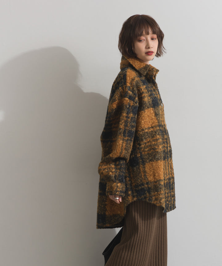 起毛チェック＆レオパードCPOシャツジャケット
