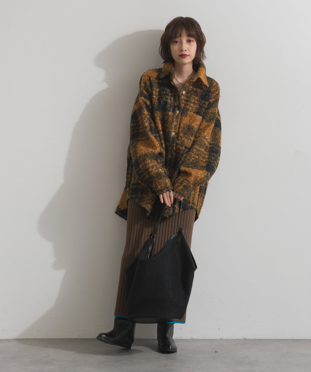 起毛チェック＆レオパードCPOシャツジャケット