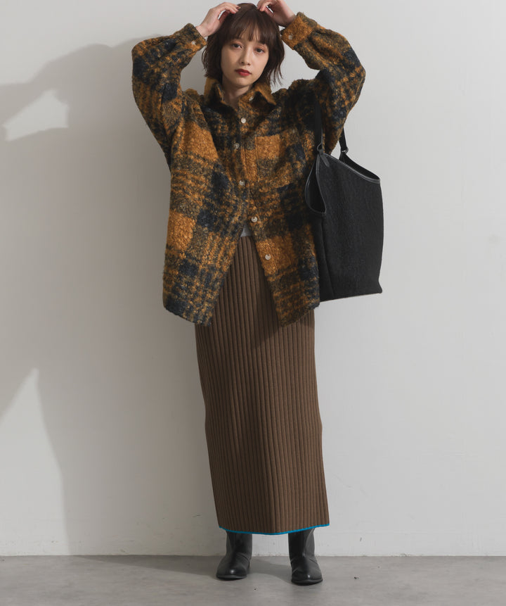 起毛チェック＆レオパードCPOシャツジャケット