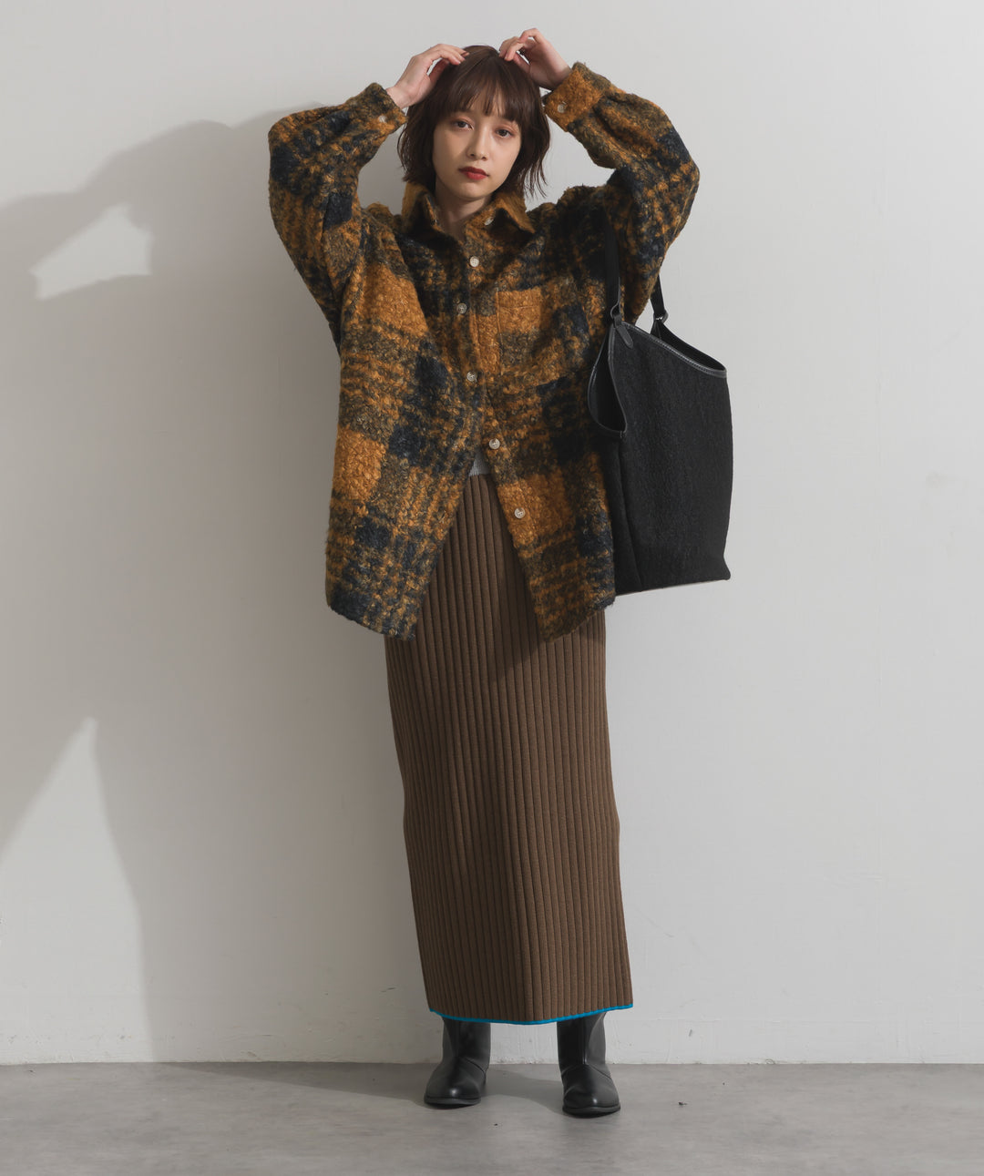 フェイクウールワンショルダーバック