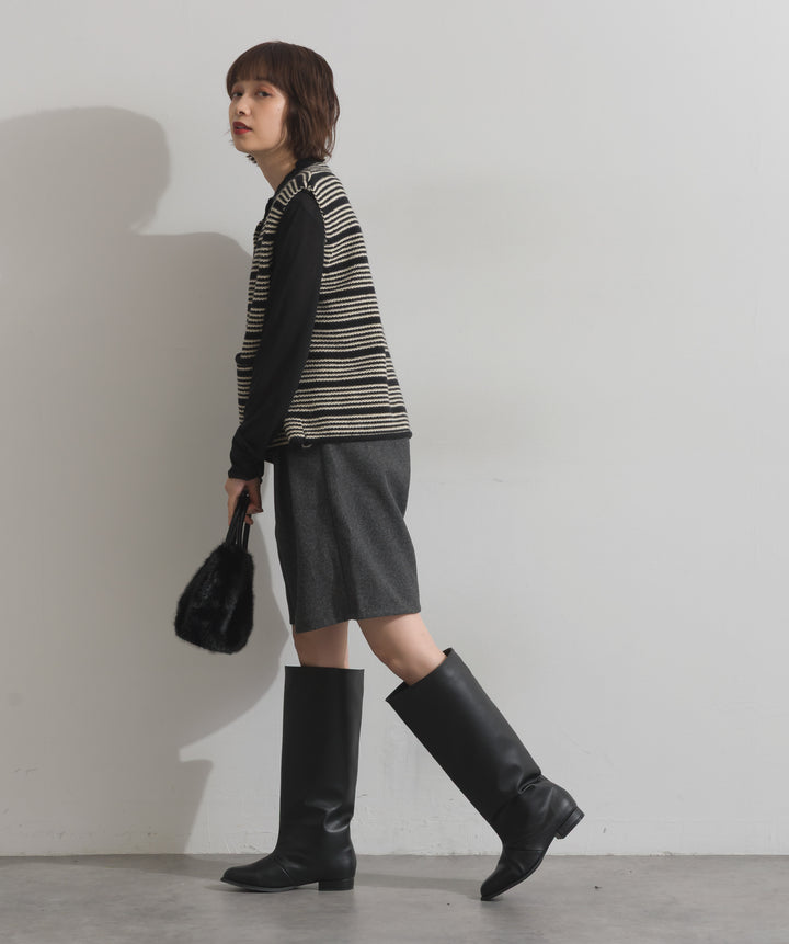 前開きボタンニットベスト