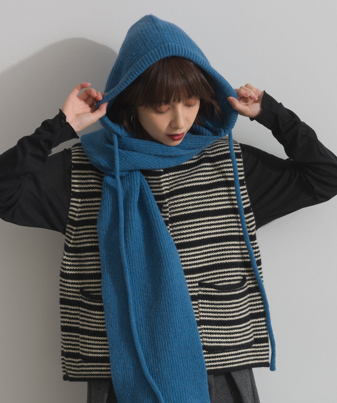 フード付きニットマフラー
