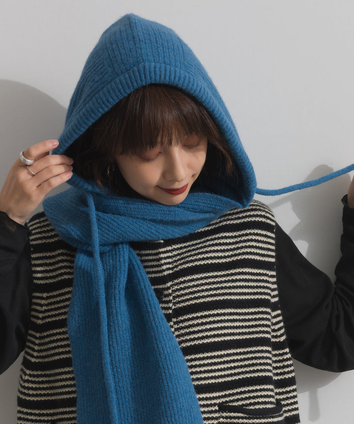 フード付きニットマフラー