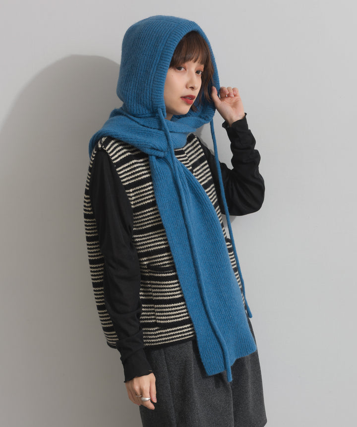 フード付きニットマフラー