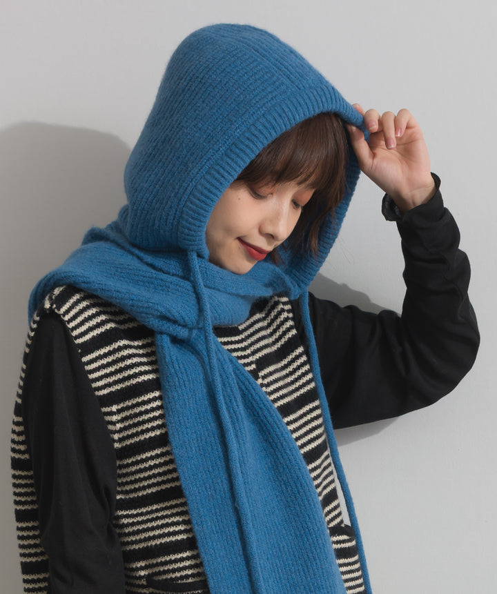 フード付きニットマフラー