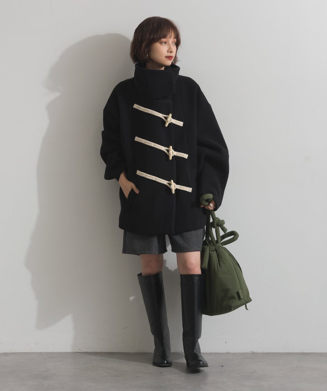 スタンドカラーダッフルコート