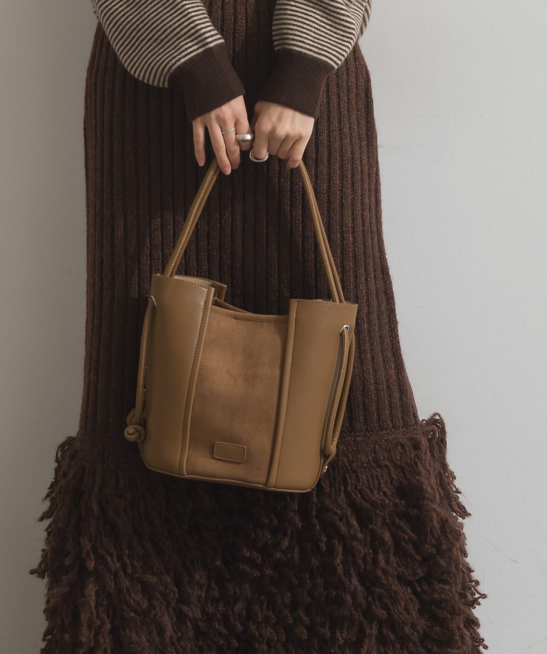 異素材コンビバケツショルダーバッグ