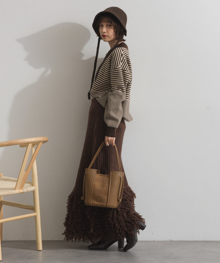 異素材コンビバケツショルダーバッグ