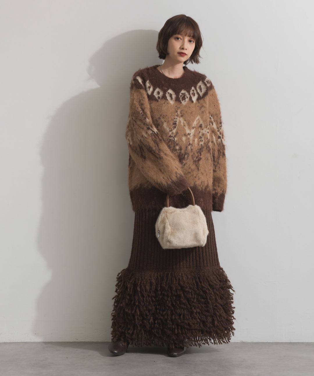 ノルディック柄シャギーニットプルオーバー