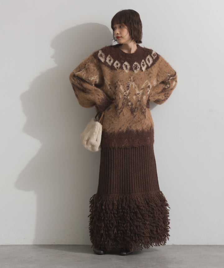 ノルディック柄シャギーニットプルオーバー