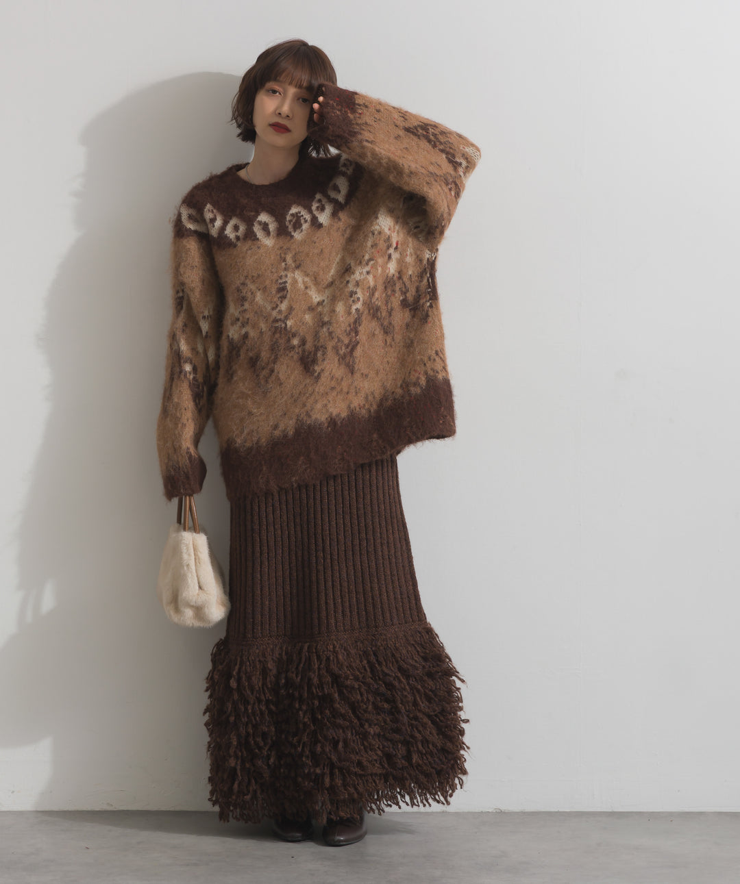 ノルディック柄シャギーニットプルオーバー