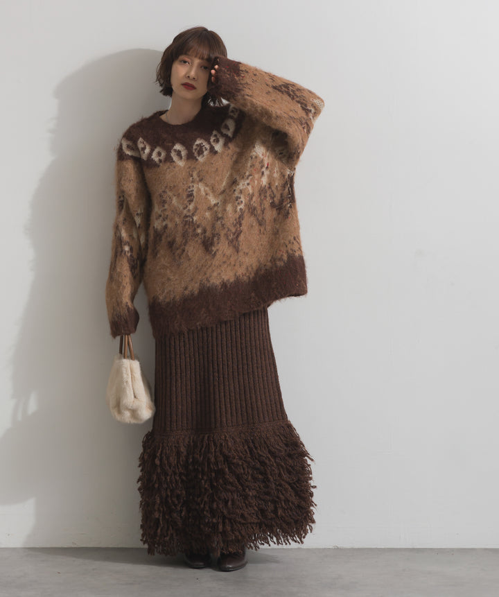 ノルディック柄シャギーニットプルオーバー