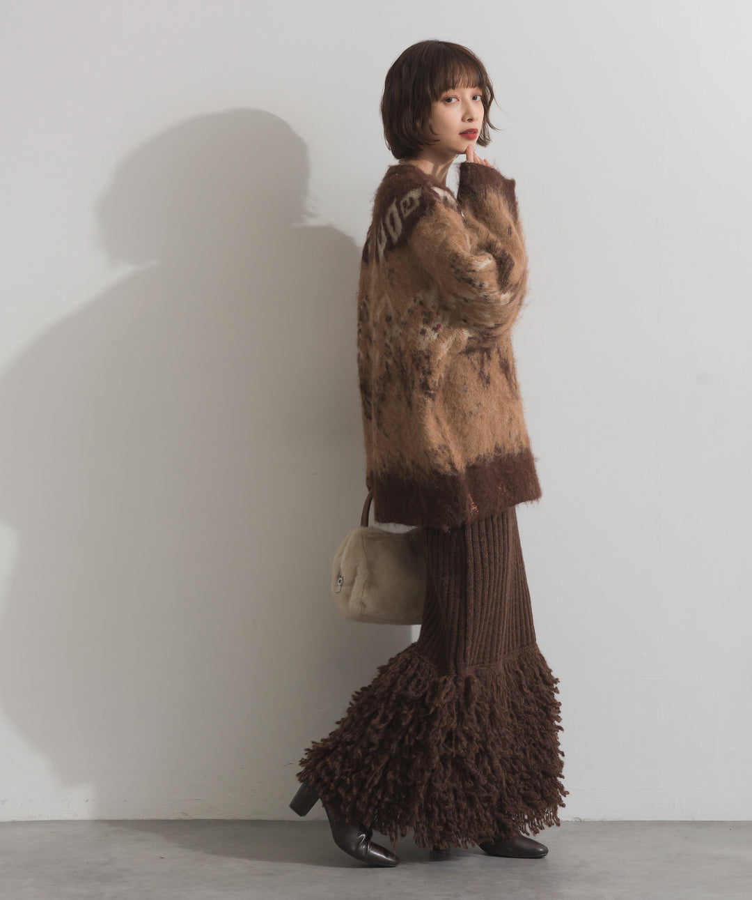 ノルディック柄シャギーニットプルオーバー