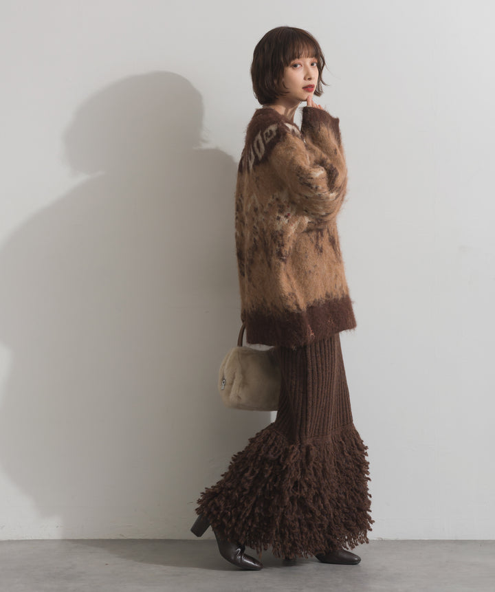 ノルディック柄シャギーニットプルオーバー