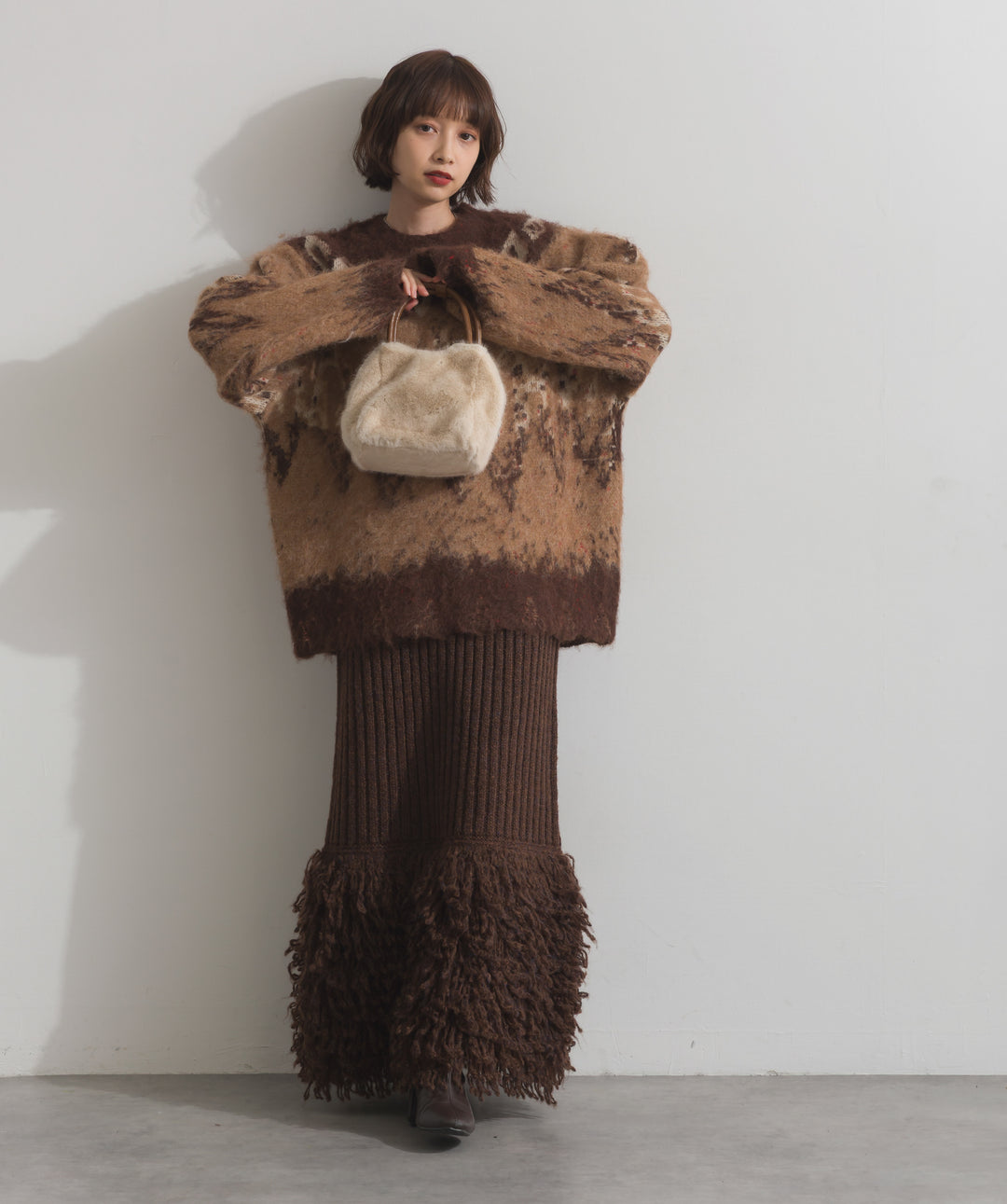 ノルディック柄シャギーニットプルオーバー