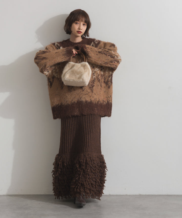 ノルディック柄シャギーニットプルオーバー