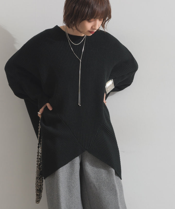 ルーズドレープドルマンニットプルオーバー