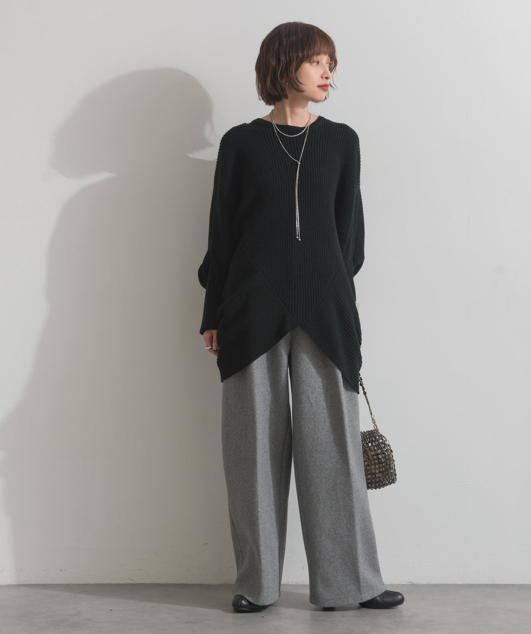 ルーズドレープドルマンニットプルオーバー