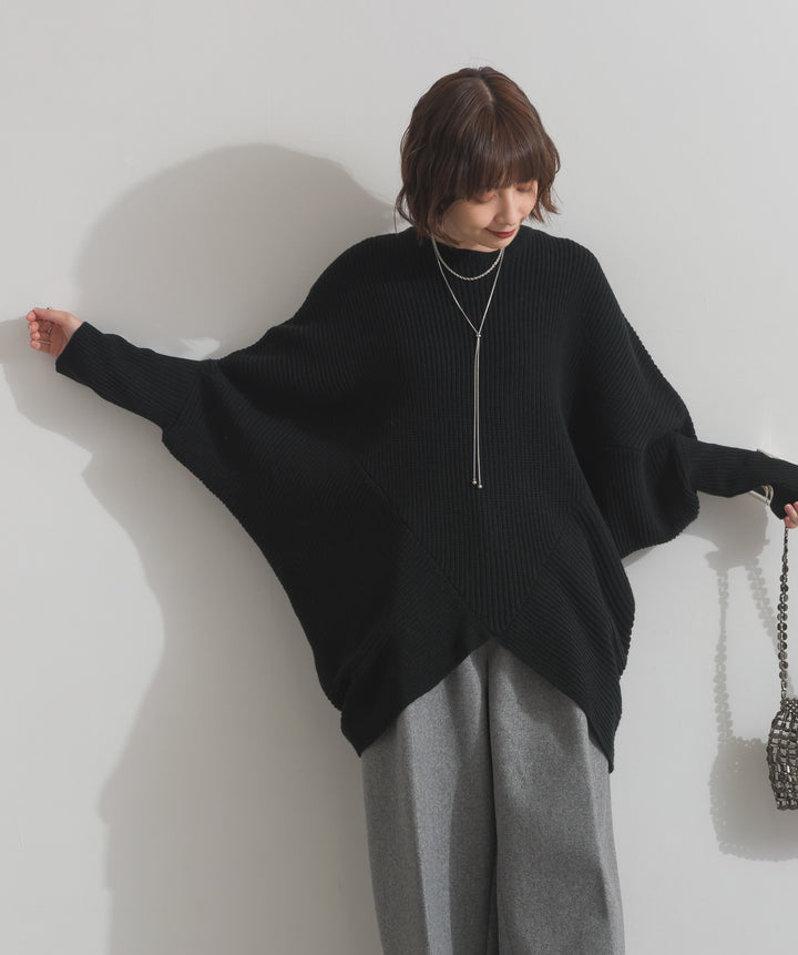 ルーズドレープドルマンニットプルオーバー